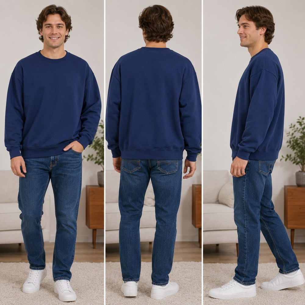 NWT Russell Athletic Crewneck Sweatshirt Mens XL Navy Blue Fleece Lining Relaxed